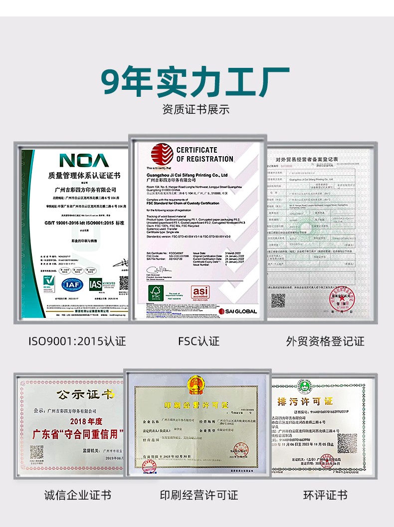 天地蓋禮盒包裝工廠證書